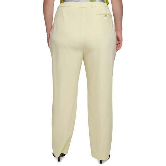 Calvin Klein Plus Size Lux Modern-Fit Straight-Leg Pants Endive Yellow 18W - Picture 7 of 8